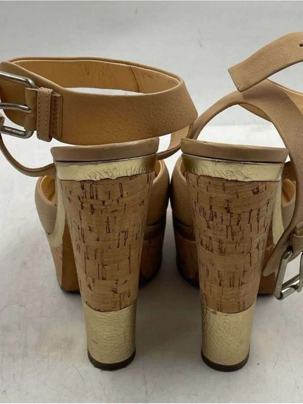Authentic Giuseppe Zanotti Womens Beige Gold Wedge Platform Heels EUR 39